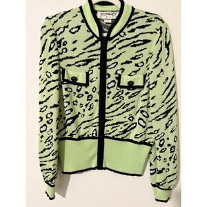 Vintage ERIC STEVEN Animal Print Zip Cardigan | Made in USA | Size 6